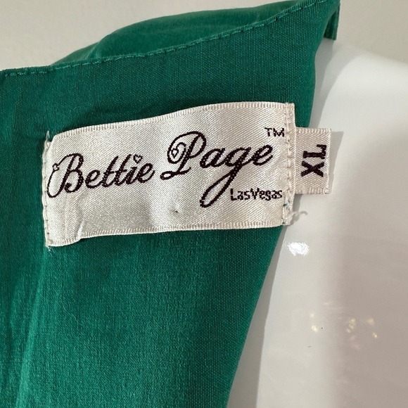 Bettie Page Las Vegas Green Wiggle Dress XL Retro Pinup Square Neck - Picture 4 of 10